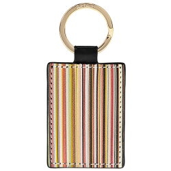 マルチカラーストライプ レザー キーリング