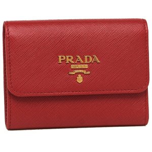 サフィアーノレザー メタルロゴ フラップ 三つ折り財布