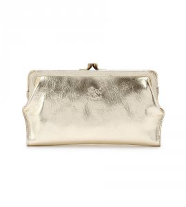 メタリックレザー がま口ロングウォレット