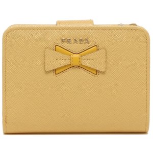 リボン付 サフィアーノレザー  ファスナーコインポケット 二つ折り財布