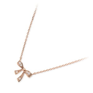 リボンモチーフ K10PG ダイヤモンドネックレス