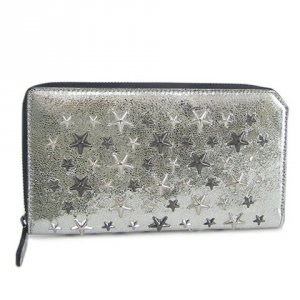 カーナビー スタースタッズ付き グリッターレザー ジップアラウンド ウォレット