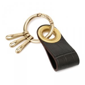 クロコ型押し 3連 キーリング