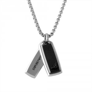 ダブルプレート ブラック×シルバー ネックレス