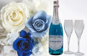 サムシングブルーの名入れシャンパンセット　