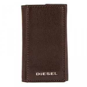 DIESEL ブラウン レザー キーケース 新作モデル L-ZIP KEY｜メンズ｜レザーキーケース｜ブラウン