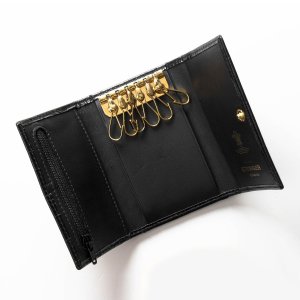 型押し カーフレザー 6フック キーケース