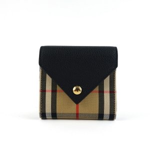 ヴィンテージチェック＆グレイニーレザー フォールディングウォレット