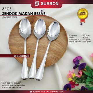 Subron 3 Pcs Sendok Makan Besar Stainless Tebal