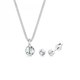 21. Elli Jewelry Perhiasan Wanita Perak Asli - Silver Perhiasan Set Solitaire Classic Crystal