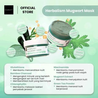 24. Scarlett Whitening Herbalism Mugwort Mask dengan Kandungan Herbal