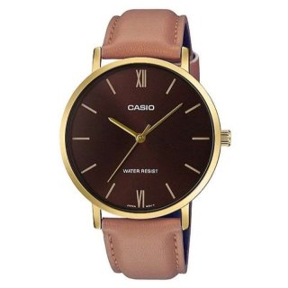 Casio Enticer Analog Brown Leather MTP-VT01GL-5BUDF