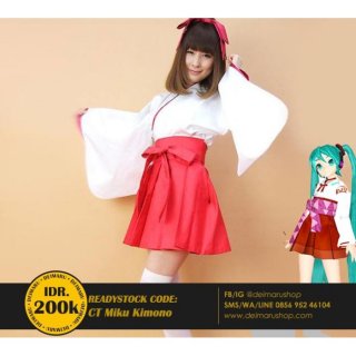 [CT Miku Kimono Shinto Shrine] Kostum Anime Cosplay Wanita Kuil Jepang 