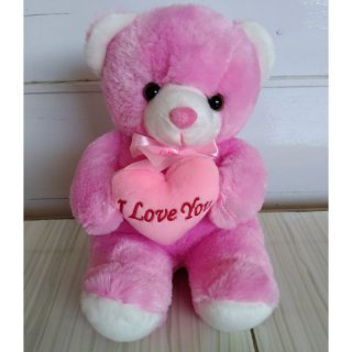 18. Boneka Beruang Teddy Bear Love Pink Pita