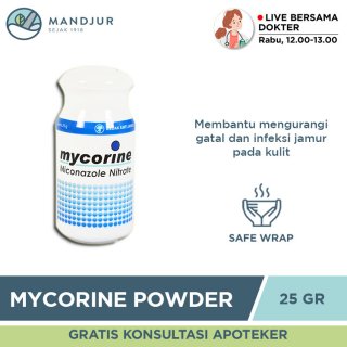 Mycorine Powder 25 Gr - Bedak Gatal Jamur, Panu, Kurap, Kutu Air