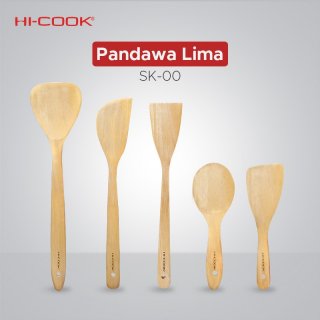 Hi-Cook Pandawa Lima Set Spatulla Kayu / Wooden Cooking Untensils Set - SK-00