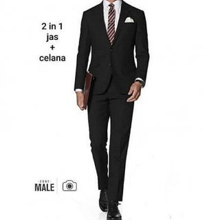 30. Code Male 2In1 Setelan Jas Blazer Pria Dan Celana Formal Pria Hitam Premium
