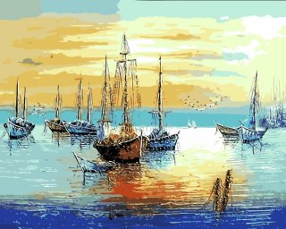 Paint by Number Ships at Dusk 40 x 50 