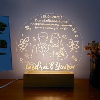 6. Lampu Tidur Hias Akrilik Special Gift Hadiah Kado Pernikahan, Estetik untuk Pajangan Kamar