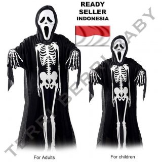 Kostum Baju Tulang Tengkorak Scream Anak Dewasa Kostum Halloween - Dewasa