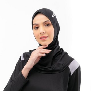 Noore - Seoulina Earphone Sport hijab - Black - Jilbab Olahraga