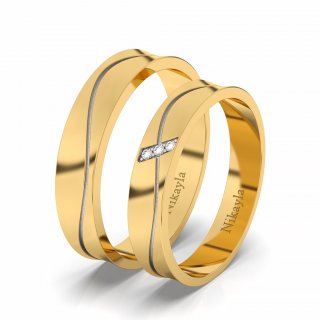 Nikayla Jewelry - Cincin Perak Finishing Emas Couple Tunangan 950