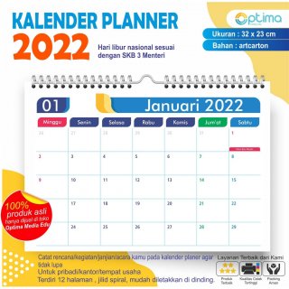 25. Kalender Planner 2022, Bisa Dipakai Mencatat Jadwal juga
