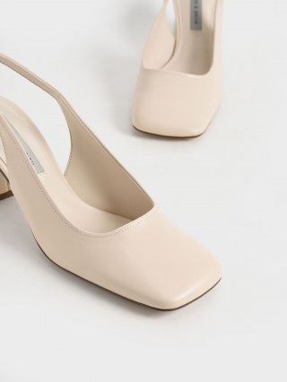 Charles and Keith Square Toe Slingback Heels
