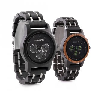 24. GARVINOES Eboni Series & Cassia Green Eyes Jam Tangan Kayu Couple Untuk Tampilan Fashionable