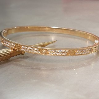 cartier love bracelet small model paved diamond rose gold