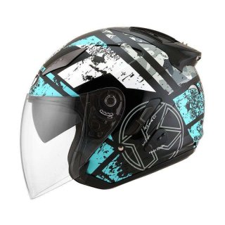 HELM KYT GALAXY SLIDE FLAT R #5 - BLACK/AQUA BLUE