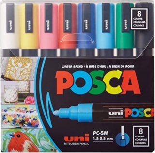 25. Posca Full Set of 8 Acrylic Paint Pens, Tahan Air dan Tetap Ringan