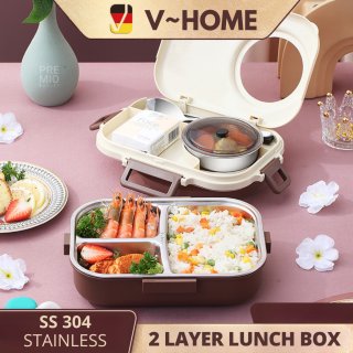 PREMIO Tempat Kotak Bekal Makan Bento Lunch Box Stainless
