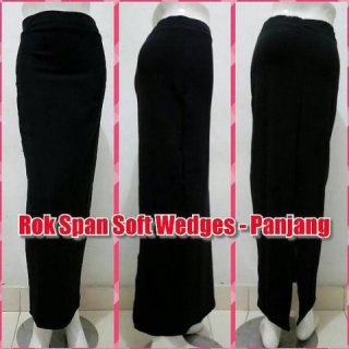Rok Span Soft Wedges - Panjang - Hitam, All Size