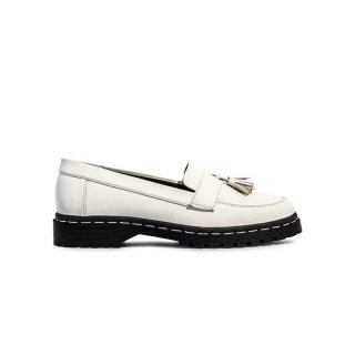 Lvnatica Alexa Putih Sepatu Loafers Slip-On Wanita Pantofel - Putih