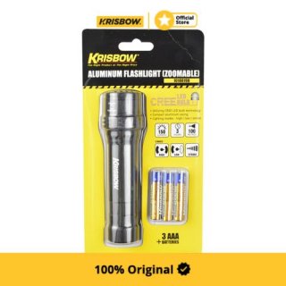 Krisbow Senter Aluminium Cree Led Flashlight Zoomable