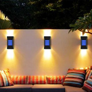 Everso Lampu Solar LED Outdoor Wall Warm White 2 PCS Waterproof L30