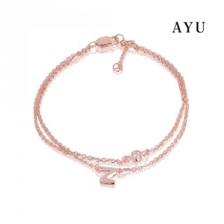 19. AYU Gold Initial Double Layer Bracelet 17k Rose Gold