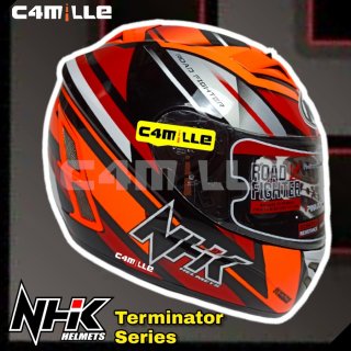 HELM NHK TERMINATOR RACE 03 BLACK ORANGE DOUBLE VISOR FULL FACE