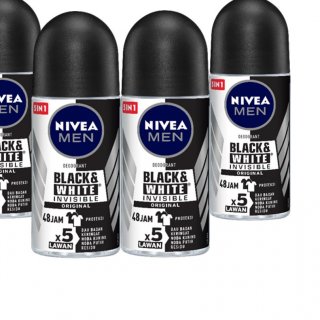 NIVEA MEN Deodorant Invisible Black&White Roll-On 4x25mL