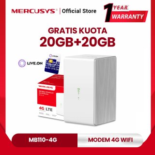 Mercusys Modem MB110-4G WiFi 4G Bonus Data 40Gb 300Mbps router all operator