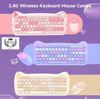 Mofii Geezer Cute Cat Ear Keyboard Mouse Combo set Wireless 2.4G