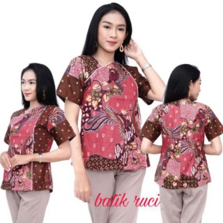 Blouse Pendek Batik Kombinasi
