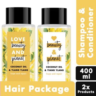 2. Love Beauty & Planet Shampoo & Conditioner Coconut Oil & Ylang Ylang 400ml, Paket Perawatan Rambut yang Cocok untuk Giveaway