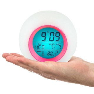 25. Jam Alarm Elektronik Kreatif Bentuk Lingkaran dengan Lampu LED Berganti Warna