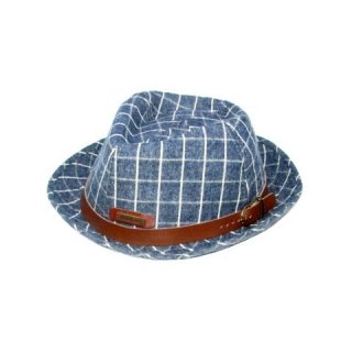 Topi Anak Topi Bayi Topi Murah Blue Plaid Fedora Hat Topi Fedora