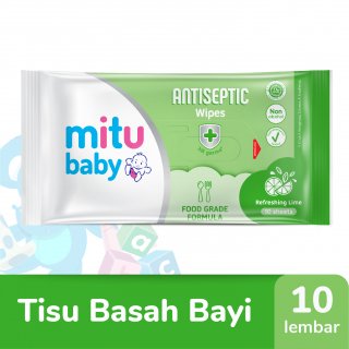 [BUY 1 GET 1] - Mitu Baby Antiseptic Wipes Refreshing Lime Tisu Basah Bayi 10 Sheets