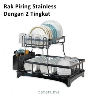 NORI - Rak Piring Stainless 2 Tingkat Tempat Pengering Alat Dapur