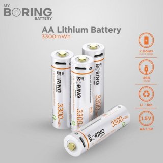 My Boring Battery Micro USB Rechargeable AA Li-ion 1.5V Baterai Quick