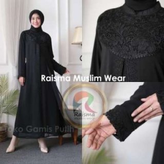Raisma Muslim Wear Abaya Hitam Kombinasi Brokat